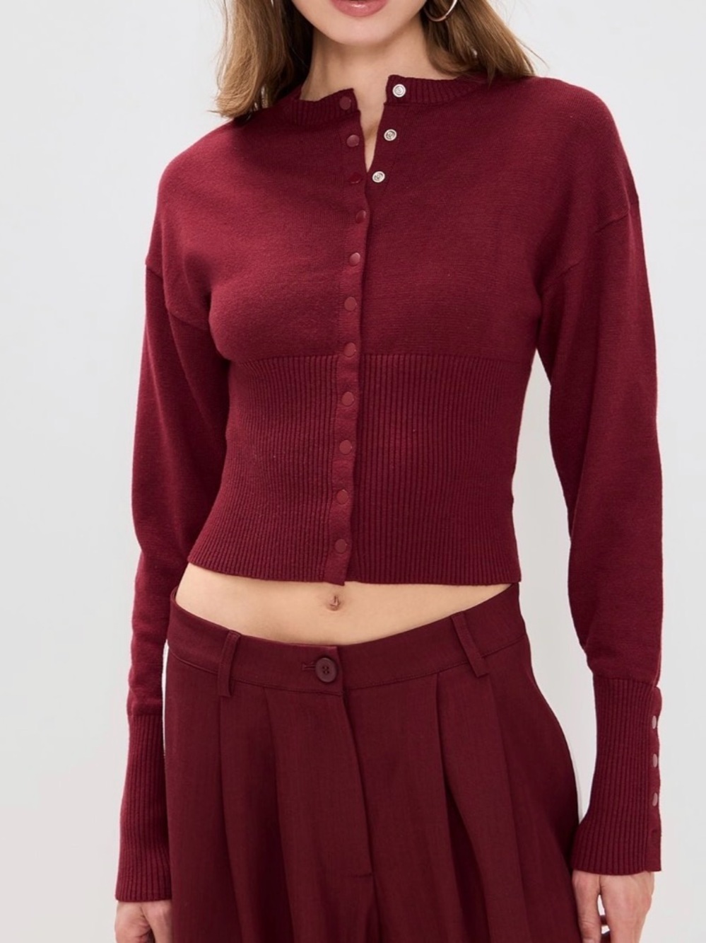 Lioness Head in the Clouds Maroon Cardigan - Picture 6 of 9